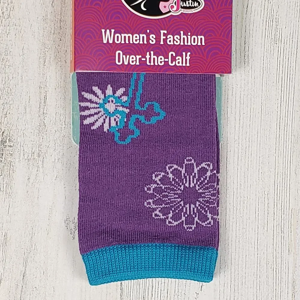 NWT Justin Boots Fashion Cushioned Sole Over The Calf Socks Women's Size Small